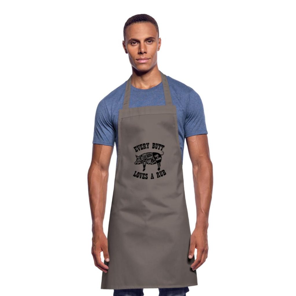 Funny Apron with every butt loves a rub slogan for men